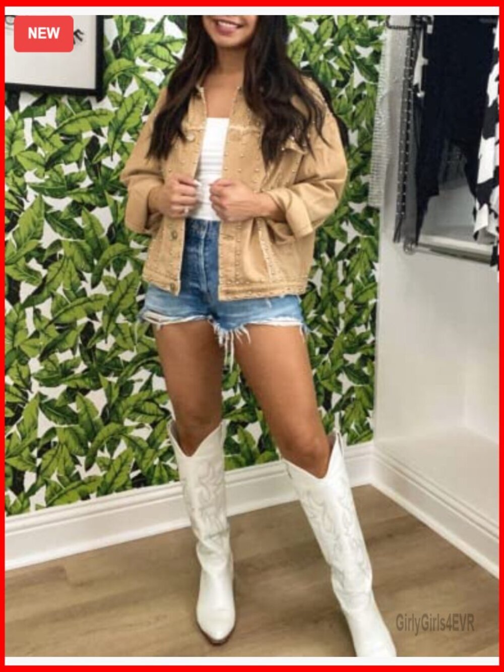 Long Sleeve Studded Denim Jacket Loose Fit Western Style - Picture 2 of 7